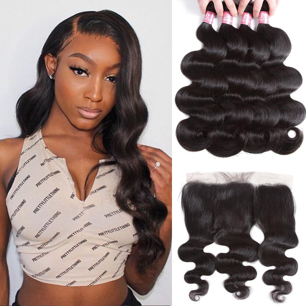 Amanda Hair Peruvian Body Wave 4 Bundles With 13*4 Lace Frontal 10A Grade 100% Human Remy Hair Charming Hairstyle