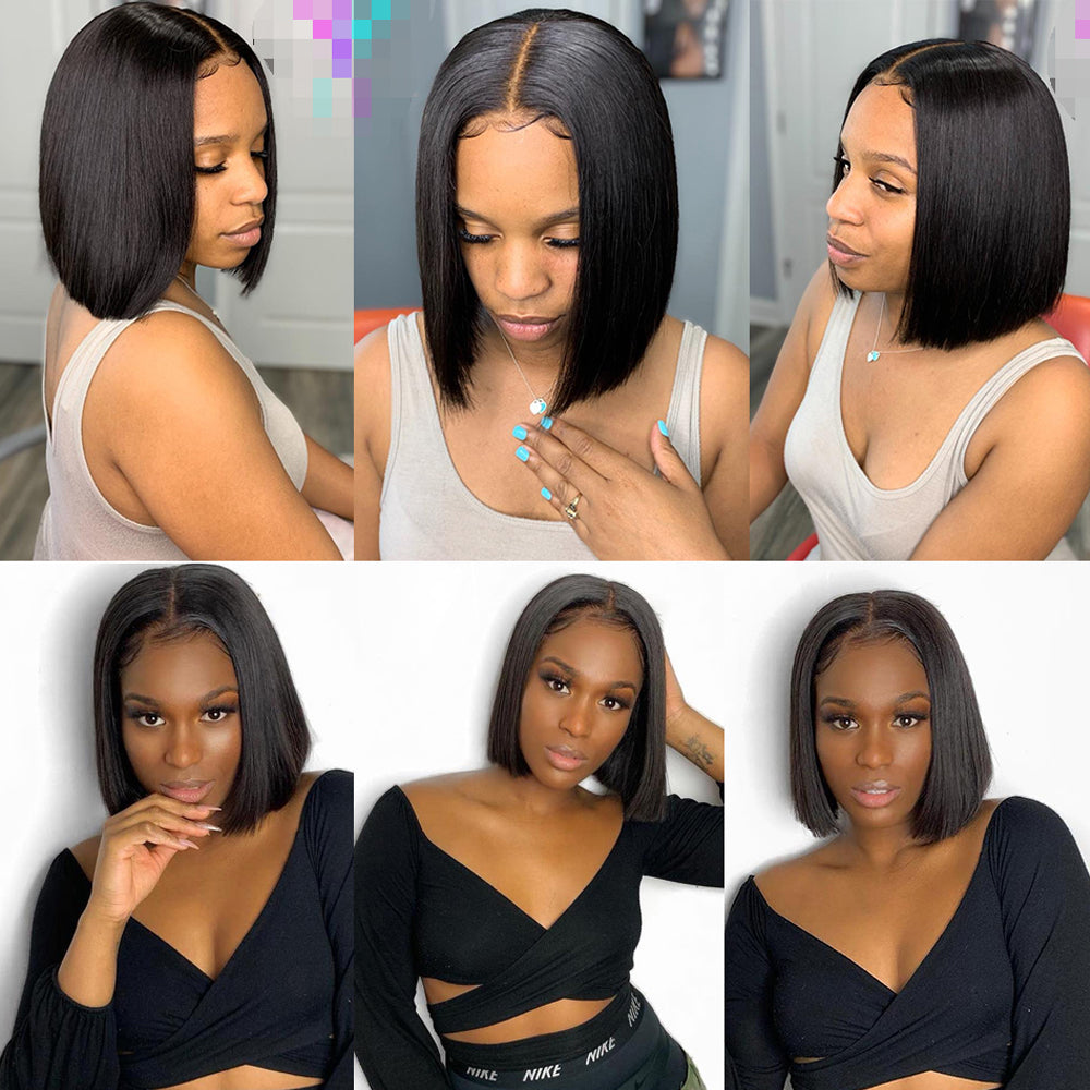 straight front lace wigs short straight hair Bob wig
