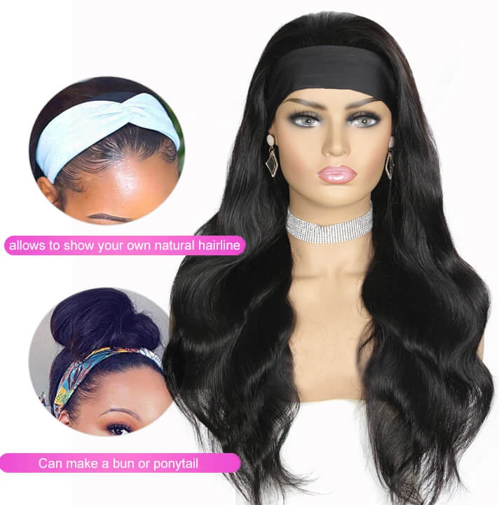 Body Wave Headband Wigs Human Hair Glueless Wig