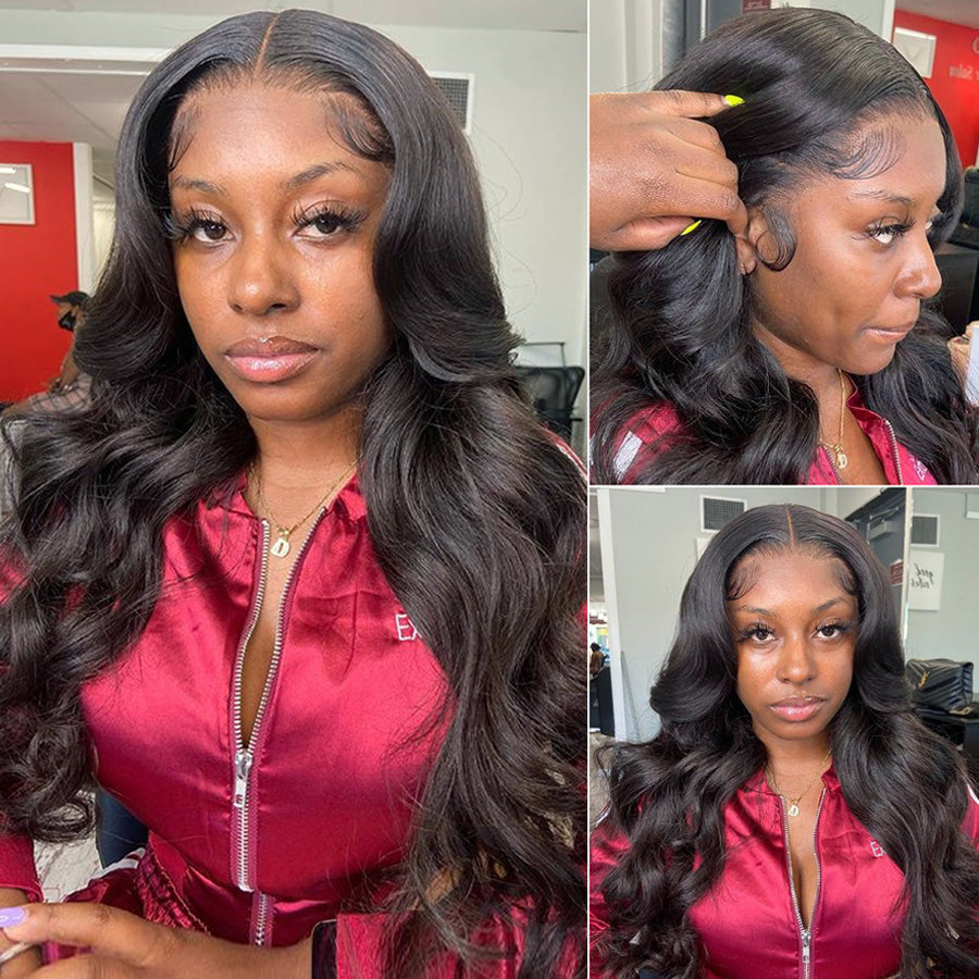 Middle Part Body Wave T Part 13*4*1 Lace Front Virgin Human Hair Wigs 180% Density Pre Plucked Lace Frontal Wig - Amanda Hair