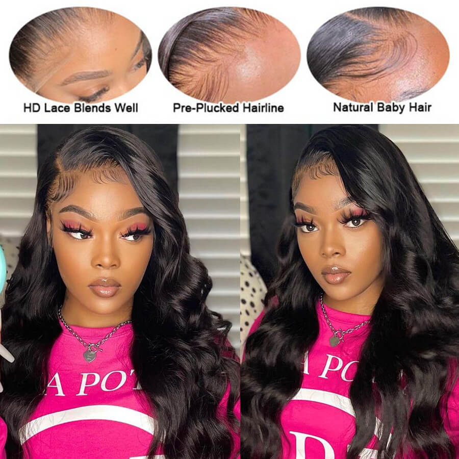 Body Wave Hair 13*4 HD Lace Front Wigs Body Wave Human Hair Glueless Frontal Wig
