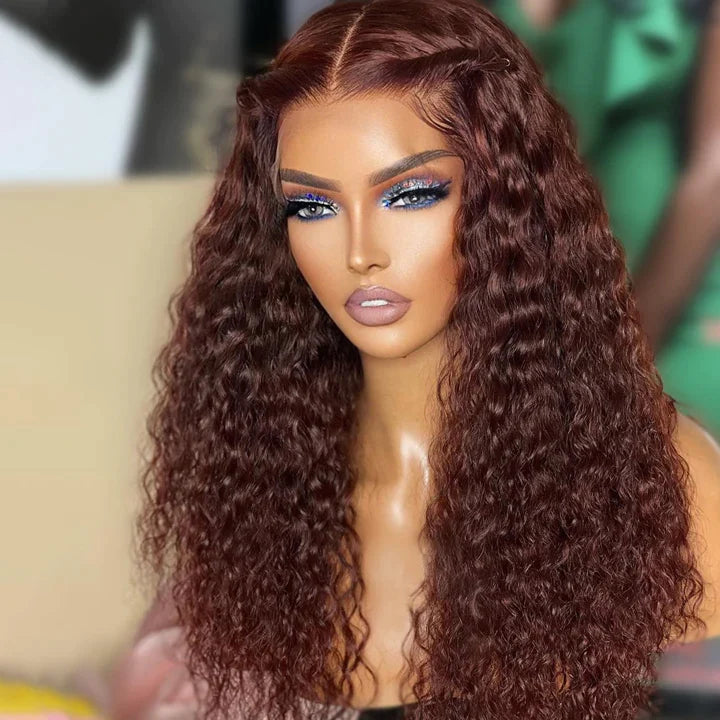 Vente Flash Extra 50% de réduction sur £ ¬ Code £ º HALF50, perruques de dentelle transparentes bouclées brun rougeâtre Deep Hairline 100% cheveux humains HD Clear Lace Front Wigs-Amanda Hair