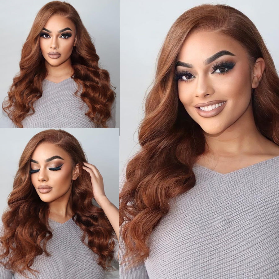 Brown Body Wave Human Hair Wigs 13x4 Lace Front Colored Wig