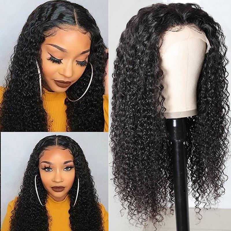 Pre Plucked 180% Density Long Curly Hair T Part Lace Front Human Hair Wig Bleached Knots - Amanda Hair