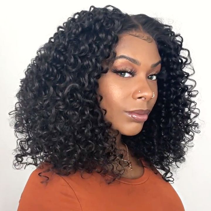 Human Hair Curly HD Transparent Front Lace Wigs Glueless Real Hair Closure Wigs-AmandaHair
