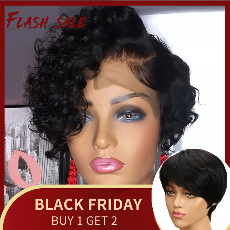 Vente flash : achetez 1 perruque Pixie Cut Short Curly Bob et obtenez-en 1 autre gratuitement, stock limité !