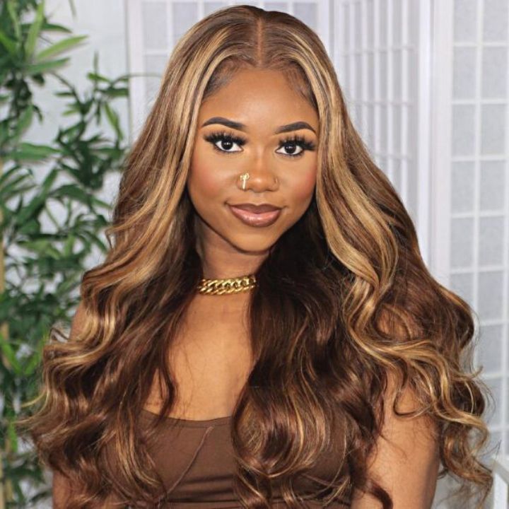 Body Wave Lace Frontal Wigs Highlight Piano Color 13*4 HD Lace frontal Human Hair Wig-Amanda Hair