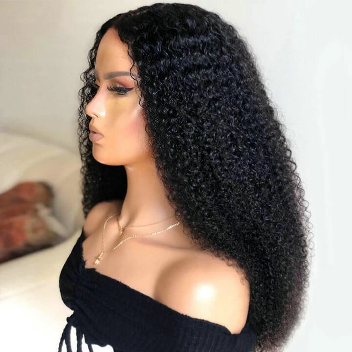 Transparent Lace Front Wig Kinky Curly Wave Human Hair Wigs