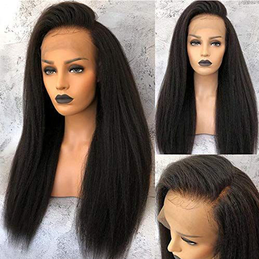 Glueless 360 Lace Frontal Best Real Hair Kinky Straight Peluca para cola de caballo-Amanda Hair