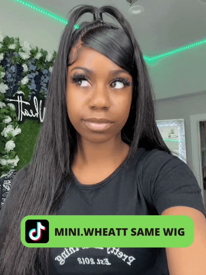Tiktok Mini.wheatt même perruque cheveux longs raides perruques 13x6 HD dentelle transparente frontale perruque-Amanda cheveux