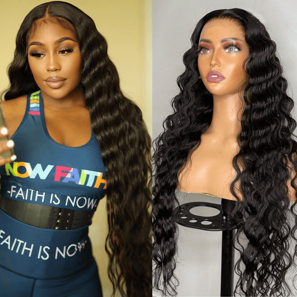 loose deep wave wig HD transparent lace frontal wig