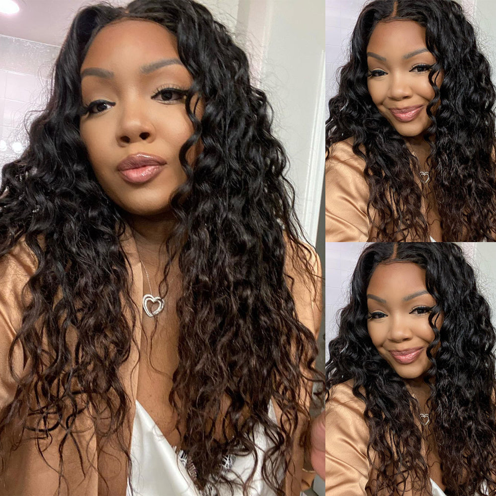 Loose Deep Wave 180% Density Middle Part Lace Front Human Hair Wigs T Type Lace Remy Hair Wigs - Amanda Hair