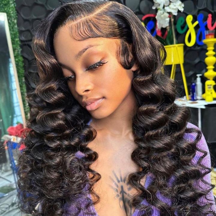 Glueless Loose Wave 6x4.5 /13x4 HD Transaparent Lace Front Wig Virgin Human Hair Pre Plucked Hairline - Amanda Hair