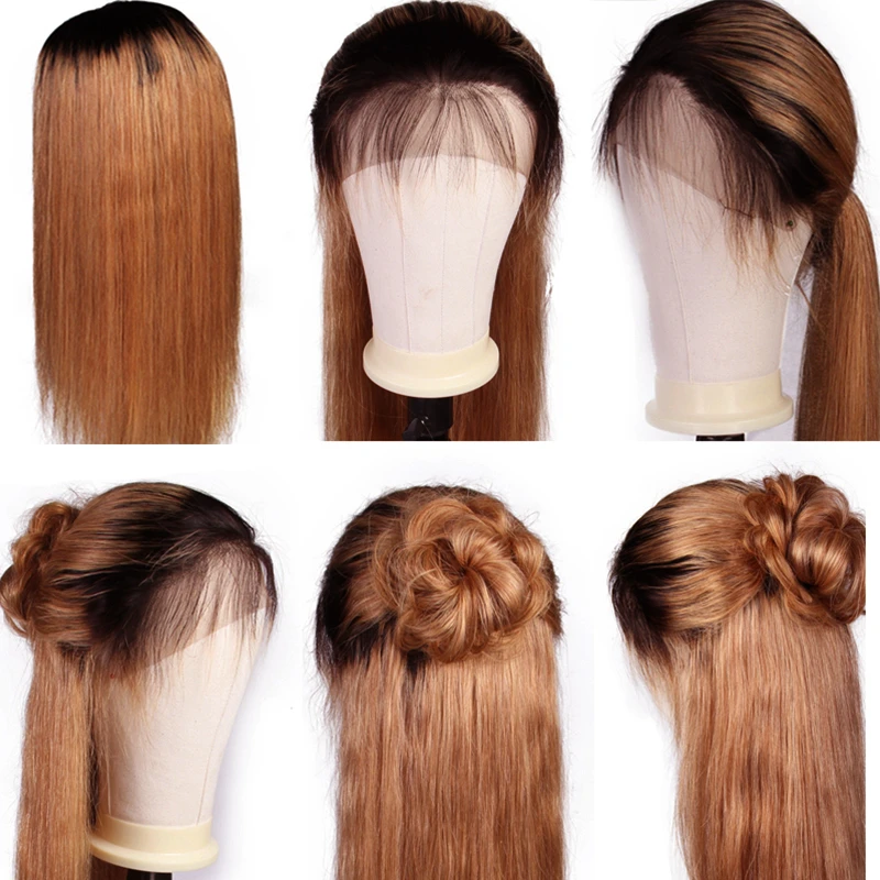 human hair transparent lace ombre straight wigs