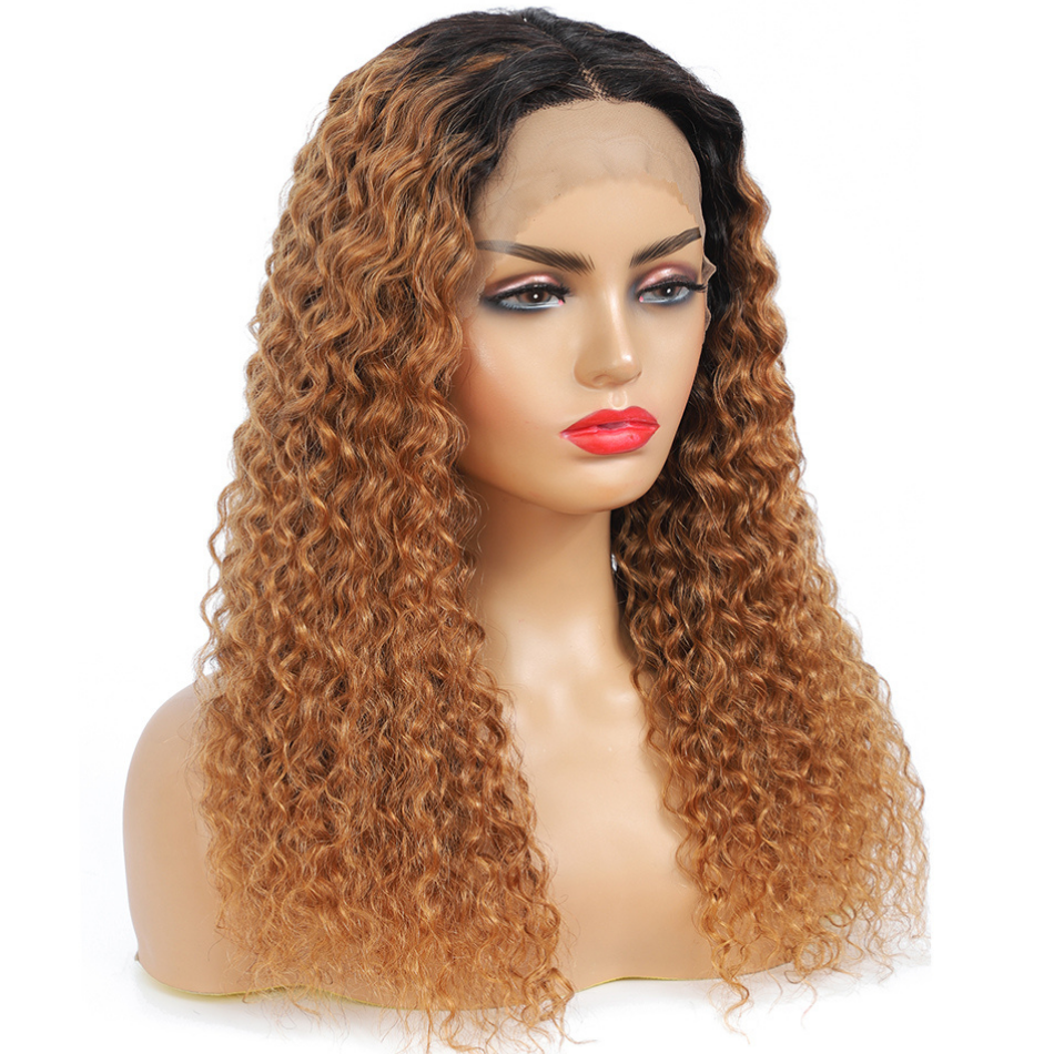 Jerry Curly Ombre Honey Blond T1b/30 Color Lace Front T Part Wigs - Amanda Hair