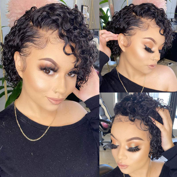 Loose Curly Pixie Cut Wig 13*4 Lace Front Short Curly Hair Bob Wigs Human Hair Pixie Wigs For Women - Amanda Hair