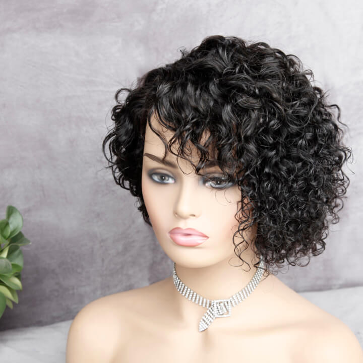 Pixie Cut Human Hair Wig 13*4 Lace Front Short Curly Bob Wig Plucked Pixie Wigs With Baby Hair - Amanda Hair