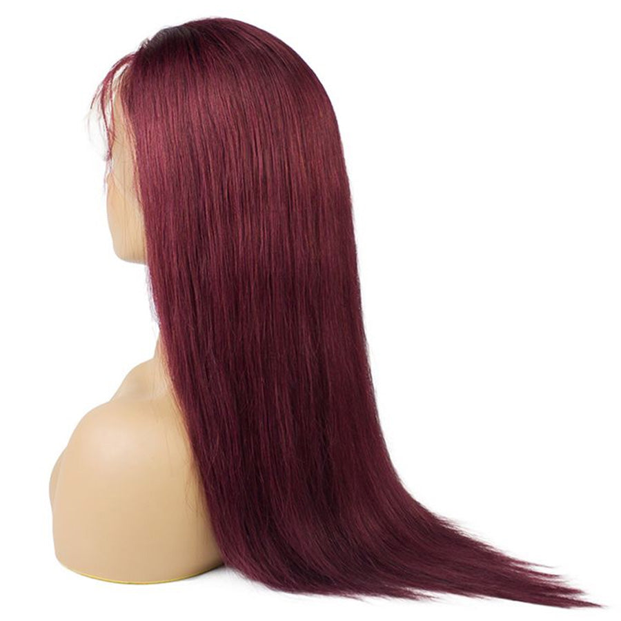 Burgundy Human Hair Wig With Natural Hairline 99J Straight Human Hair Wigs HD Transparent 13x4 Lace Front Wig With Baby Hair-Amanda Hair