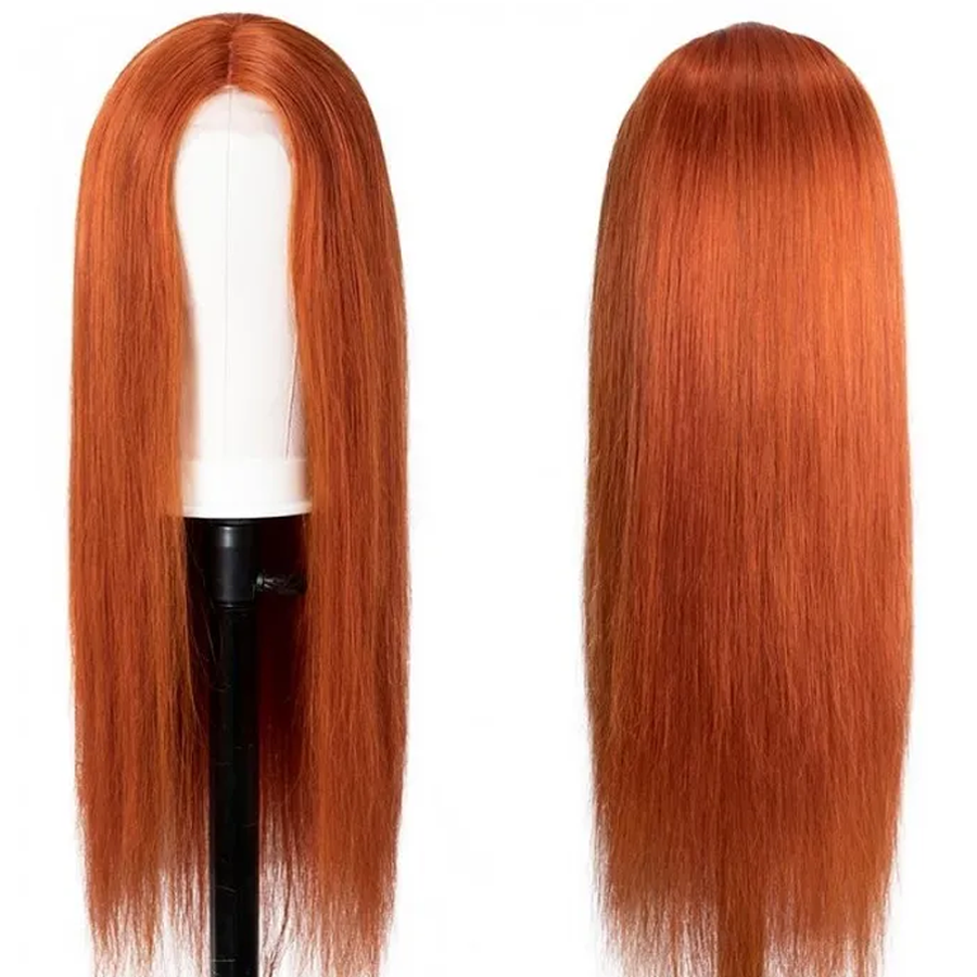Ginger Orange Colored Straight Wigs Cinnamon Hot Color Wigs Remy Glueless Lace Wig for Women-Amanda Hair