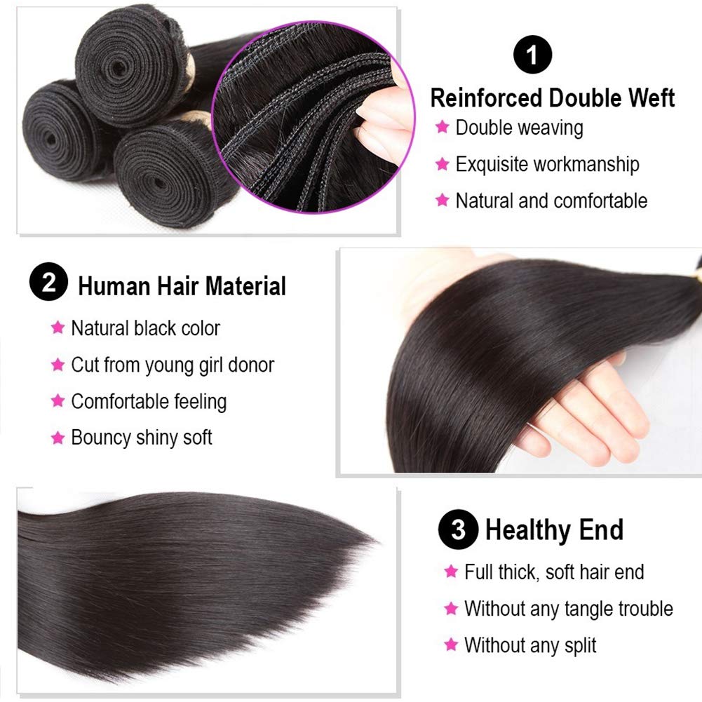 Amanda Peruvian Straight Hair 4 Bundles With 4*4 Lace Closure 9A Grade 100% Unprocessed Human Hair Hot Item