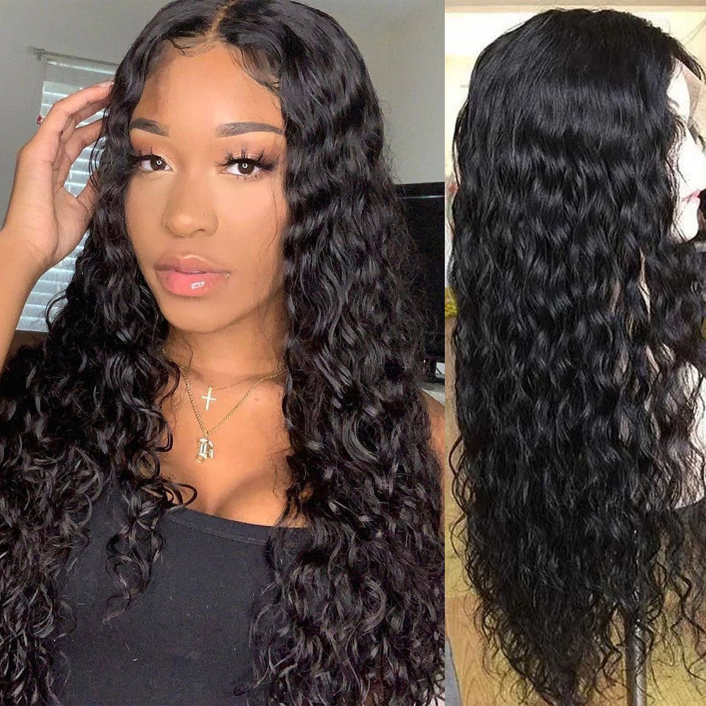 Water Wave Human Hair Full Lace Wigs Pre Plucked Hairline With Baby Hair